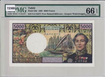 Tahiti, 5.000 Francs, 1985, UNC, p ... 