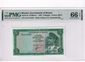 Brunei, 5 Ringgit, 1967, UNC, p2a