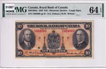 Canada, 10 Dollars, 1935, UNC,