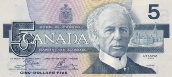 Canada, 5 Dollars, 1986, UNC, p95a