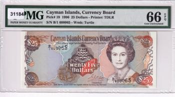 Cayman Islands, 25 Dollars, 1996, ... 