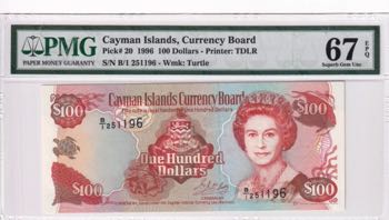 Cayman Islands, 100 Dollars, 1996, ... 
