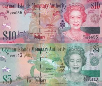 Cayman Islands, 5-10 Dollars, ... 