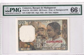 Comoros, 100 Francs, 1963, UNC, p3b