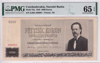 Czechoslovakia, 5.000 Korun, 1945, ... 