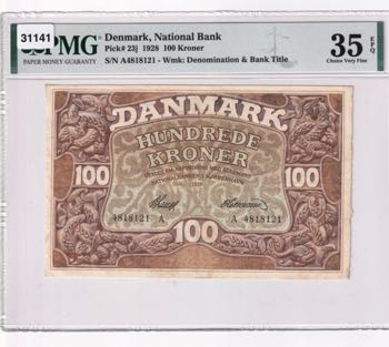 Denmark, 100 Kroner, 1928, VF, p23j