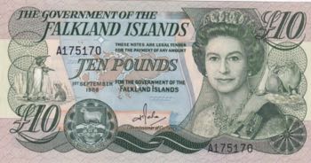 Falkland Islands, 10 Pounds, 1986, ... 