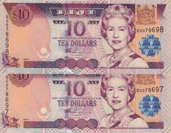 Fiji, 10 Dollars, 2002, UNC, ... 