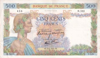 France, 500 Francs, 1940, XF, p95a