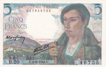 France, 5 Francs, 1943, UNC, p98a