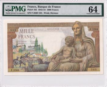 France, 1.000 Francs, 1942/1944, ... 