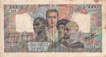 France, 5.000 Francs, 1947, VF(+), ... 