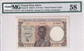 French West Africa, 25 Francs, ... 