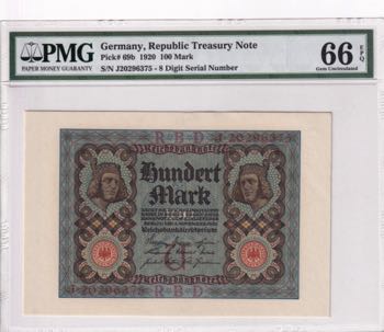 Germany, 100 Mark, 1920, UNC, p69b
