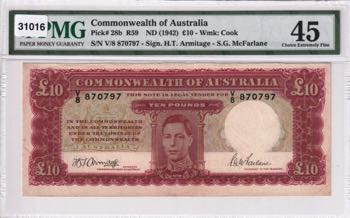 Australia, 10 Pounds, 1942, XF, ... 