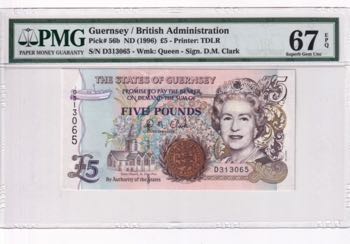 Guernsey, 5 Pounds, 1996, UNC, p56b