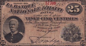 Haiti, 25 Centimes, 1875, VF, p68