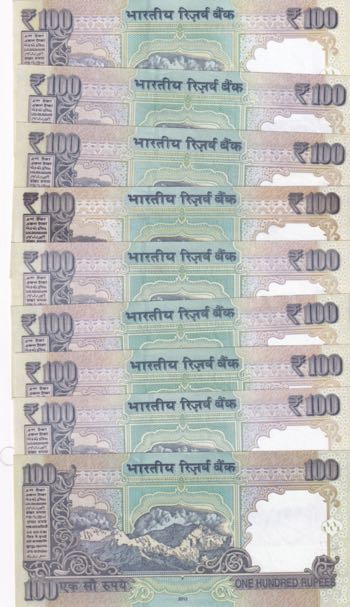 India, 100 Rupees, 2012, (Total 9 ... 