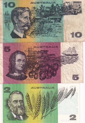 Australia, 2-5-10 Dollars, 1985, ... 