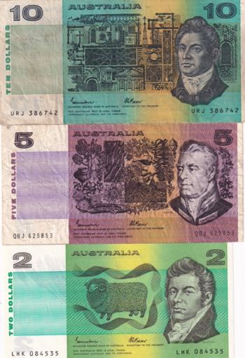 Australia, 2-5-10 Dollars, 1985, ... 
