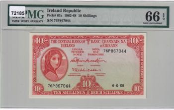 Ireland, 10 Shillings, 1962/1968, ... 