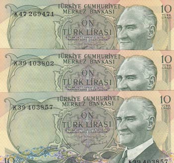 Turkey, 10 Lira, 1975, ... 