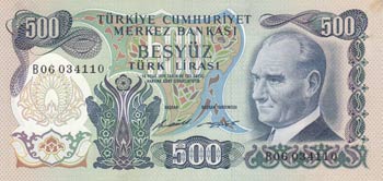 Turkey, 500 Lira, 191, ... 