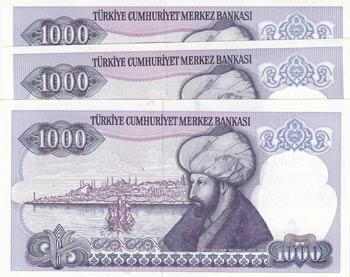 Turkey, 1000 Lira, 1986-1988, UNC, p196, ... 