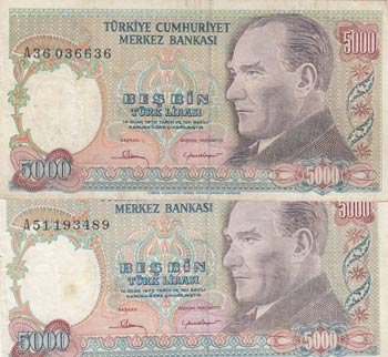 Turkey, 5.000 Lira, ... 