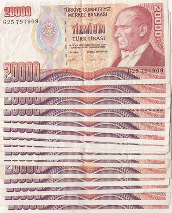 Turkey, 20.000 Lira, ... 