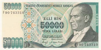Turkey, 50.000 Lira, ... 