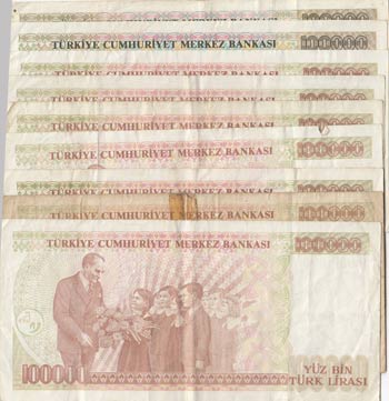 Turkey, 100.000 Lira, 1994-1996, VF / XF, ... 