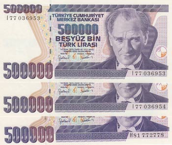 Turkey, 500.000 Lira, ... 