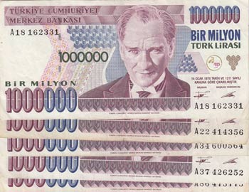 Turkey, 1.000.000 Lİra, ... 