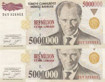 Turkey, 5.000.000 Lİra, ... 