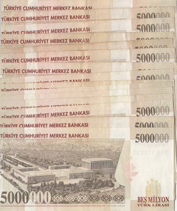 Turkey, 5.000.000 Lİra, 1997, XF, p210a / ... 