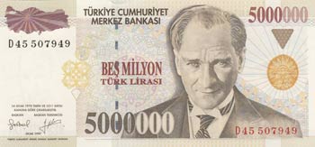 Turkey, 5.000.000 Lira, ... 