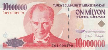 Turkey, 10.000.000 Lira, ... 