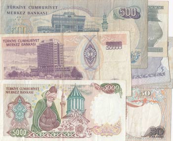 Turkey, 6. and 7. Emission 9 banknotes, XF,
