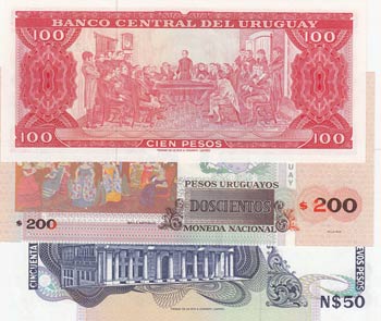 Uruguay, 50 Pesos, 100 Pesos and 200 Pesos, ... 