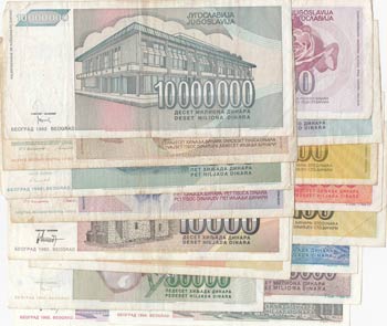 Yugoslavia, 50 Dinara, 100 Dinara (3), 1000 ... 