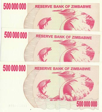 Zimbabwe, 500.000.000 Dollars, 2008, UNC, ... 