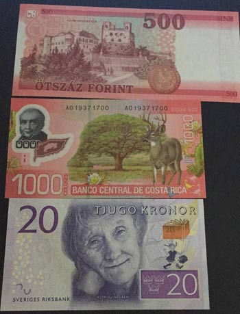 Sweden, 20 Kronor, 2015; Hungary 500 Forint ... 