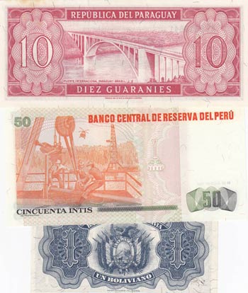 Mix Lot, 3 Latina America UNC banknotes