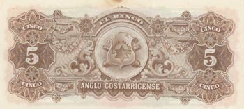 Costa Rica, 5 Colones, 1919, UNC (-), pS122 