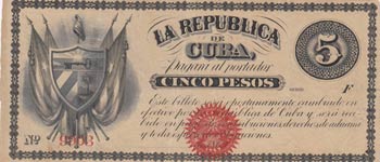 Cuba, 5 Pesos, 1869, VF ... 