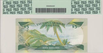 Eastern Caribbean, 5 Dollars, 1986, UNC, p18m