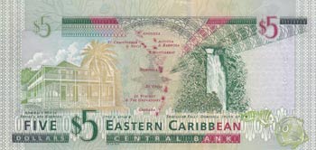 East Caribbean, 5 Dollars, 2000, UNC, p37k