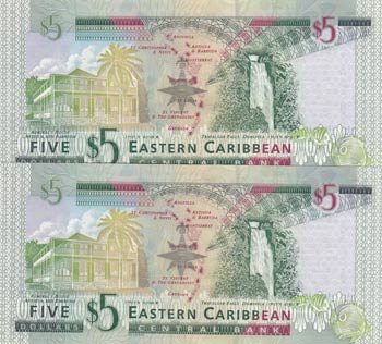 East Caribbean, 5 Dollars (2), 2008, UNC, ... 