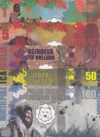 Fantasy banknotes Lot, 1 Dollar, 5 Dollars, ... 